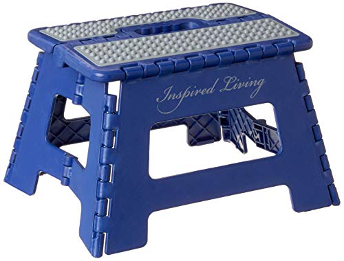 ULTRA-SLIM STEP STOOL - HEAVY DUTY: Folds 2" Wide in Royal Blue by Inspired Living