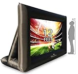 Talvania 12 Feet Inflatable Projector Screen for Outdoor and Indoor TV Movie Watching Blower, Tie Downs, Stakes, Sandbags, and Storage Bag + Step-by-Step Guide, Quick Blow Up (Black)