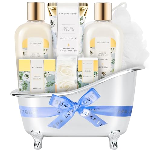 Image of Spa Gifts for Women 8 Pcs Spa Luxetique Gift Baskets with Hand Cream Bath sets for Her Jasmine Christmas Gift Sets