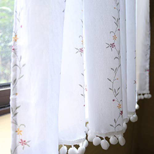 Cortina de medio panel de decoración moderna hecha a mano en algodón blanco premium 8