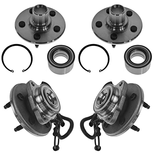 Image of TRQ 2 Piece Front Rear Wheel Bearing & Hub Assembly Set Compatible with 2002-2005 Ford Explorer 2003-2005 Lincoln Aviator Mercury Mountaineer