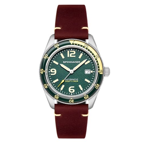 Spinnaker Herren 43mm Fleuss Automatik Lagoon Green Uhr mit Echtlederband SP-5055-0C