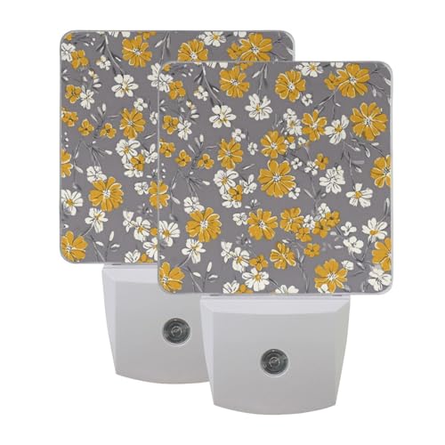 Lámpara de noche sensor LED color amarillo floral miniatura 1