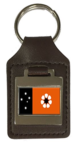 Porte-clés en cuir gravé drapeau Territoire du Nord, pendentif robuste pour clés de voiture