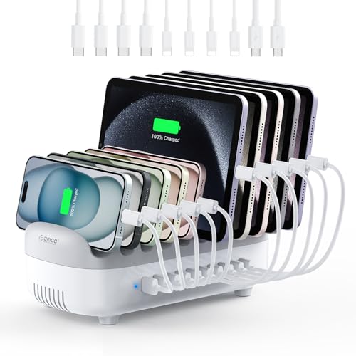 Charging Station for Multiple Devices 40W Fast USB Charging Dock Station Organizer with USB Ports for iPhone iPad Samsung Android Phone Tablet (ETL Certified) (5 Charging Cables Included)