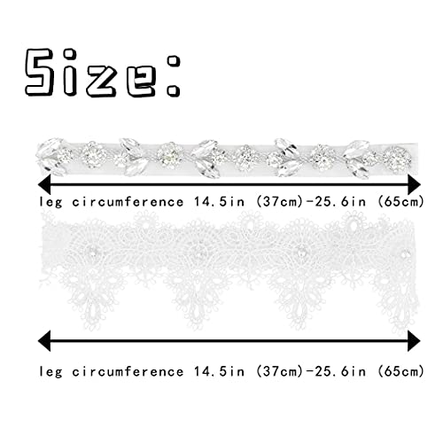 Campsis Wedding Rhinestone Garter Set White Bride Lace Leg Band Crystal Thigh Decor Prom Party For Bridal And Bridesmaid(2Pcs) #TOP1