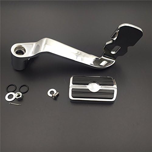 HTTMT MT280-018+216-052- Chrome Billet Rear Brake Lever Brake Pedal Foot Lever with Skull Food Peg Compatible with 2014-later Touring Trike Road King Street Glide CVO Tri Glide FLHR Electra Glide