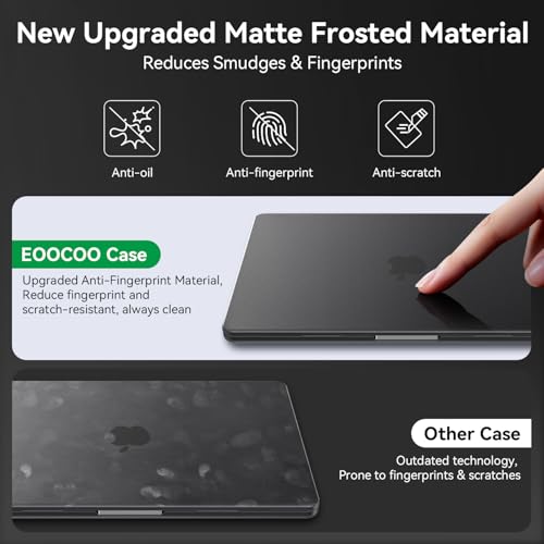 Image of EooCoo Case Compatible with MacBook Air 15 inch M5 2026 2025-2023 Release M4 M3 M2 Model A3448 A3241 A3114 A2941, Plastic Hard Shell Case & Keyboard Cover & Screen Protector, Original Space Black