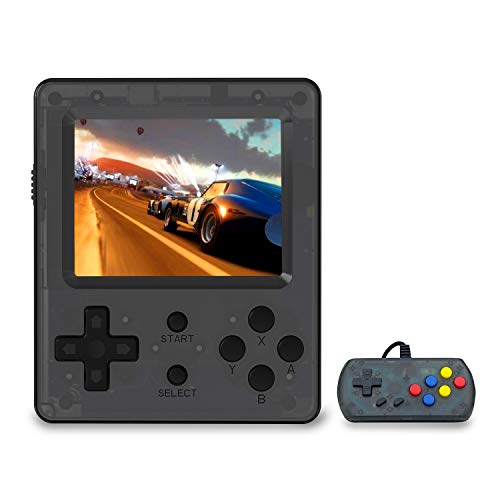 Anbernic Handheld Game Console , Retro Game Console with 520 Classic FC Games 3 Inch Screen Support for Connecting TV & Two Players Present for Kids and Adult - Transparent Black