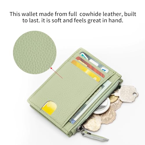 Image of Slim Wallet for Women Small Leather RFID Blocking Credit Card Holder Minimalist Wallet with Coin Purses & Pouches,S Light Green