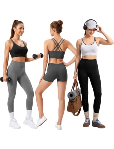 Image of VEQKING Strappy Cross Back Sports Bra for Women Removable Padded Yoga Bras