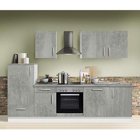 Lomadox Küche mit Elektrogeräten 280cm | Küchenzeile Küchenblock Einbauküche Geschirrspüler Cover