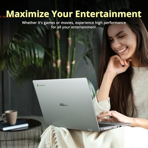 ASUS Laptop Chromebook CX1 de 14 polegadas FHD, Intel Celeron N4500, 4 GB de RAM, 224 GB de armazenamento (conjunto de estação de ancoragem de 64 GB eMMC + 160 GB), gráficos Intel UHD, Wecam 720p