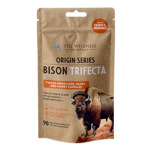 Bison Trifecta - Super-Bioavailable Multivitamin Heme Iron All Natural - Heart Kidney Liver Grass-Fed & Finished No Vaccines or Hormones | 90ct (1 Month Supply)
