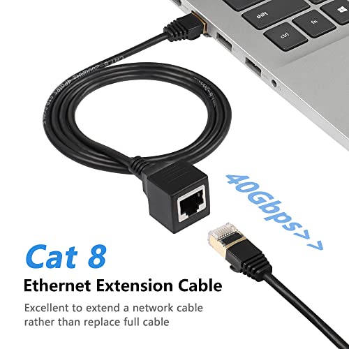 SinLoon RJ45 Cat8 Ethernet Cable,Male to Female High Speed Cat8 Network Cable,40Gbps 2000Mhz SFTP Patch Cord For Router Modem Server (1M) - Image 2