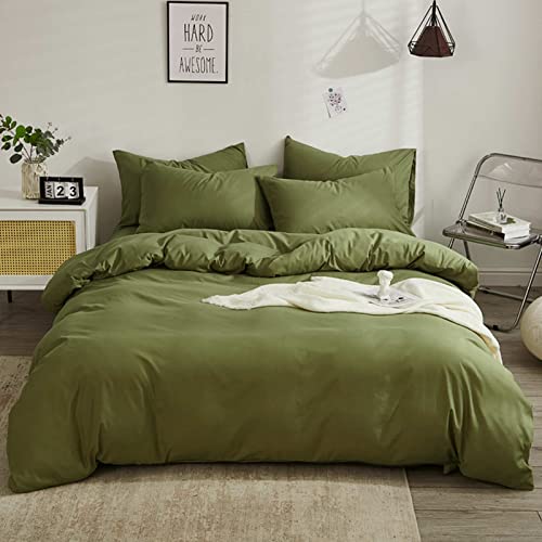 Nanko King Comforter Set Dark Green, Olive Green Soft Reversible All Season Down Alternative Quilted Duvet Insert, Microfiber Filling, Luxury Quality Bedding Sets in a Bag 3PCs 104x90 inch Sage - Thumbnail 3