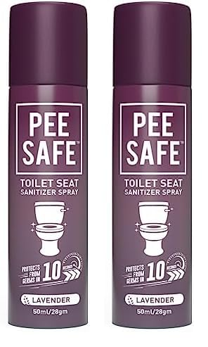 PEESAFE Toilet Seat Sanitizer Spray 50ml - Lavender | Reduces The Risk Of UTI & Other Infections | Protects From 99.9% Germs & Travel Friendly | Anti Odour, Deodorizer (Pack of 2)