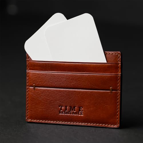 Time Resistance Credit Card Case - Leather Business Card Holder - Italian Handmade Card Organizer4