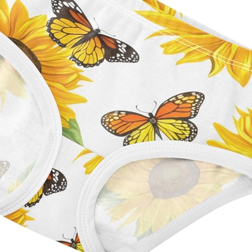 Cotton Toddler Underwear Custom Sunflowers Yellow Butterflies White Panties Little Girl Fun Print Briefs Undies Kids 2t4