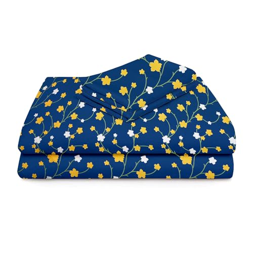 Image of HOMEKART 3D Printed 144 Tc Microfiber Double Bedsheet with 2 King Size Pillow Covers Breathable | Wrinklfree | Summer | Topsheet (Blue Cricle Print, 90 x 90 Inches)