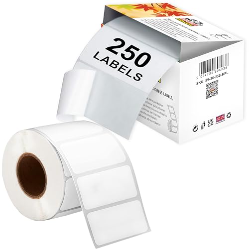Double Dragon Address Labels | 250 Labels/Roll | 89mm x 36mm | Self-Adhesive White Stickers | BPA-Free | Handwriting Laser & Inkjet Printer Compatible | For Shipping Filing Storage & Food Container