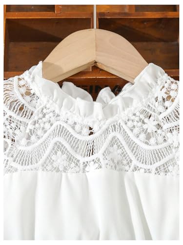 WDIRARA Toddler Girl's Lace Mock Neck Cap Sleeve Dress Belted A Line Flared Dresses3