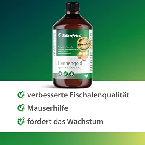 Röhnfried Hennengold Integratore Alimentare (1000 ml) con minerali e Calcio per polli additivo per Acqua Potabile Contro Le Uova rotte e per Aiutare la Muta, mangime per Allevamento - immagine 4