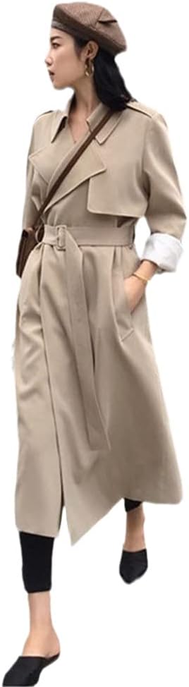 Spring Trench Coat High Street Women Loose Outerwear Worker Streetwear Long Windbreaker With Belt