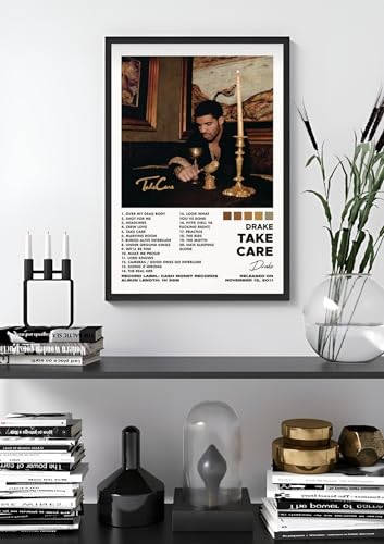 Image of Vyopix Drake - Take Care Album Cover, Wall Decoration Art Framed Poster, Matte & Glossy Laminated Poster with 0.5 Inch Black Wooden Frame (MATTE, 8X12 Inches)