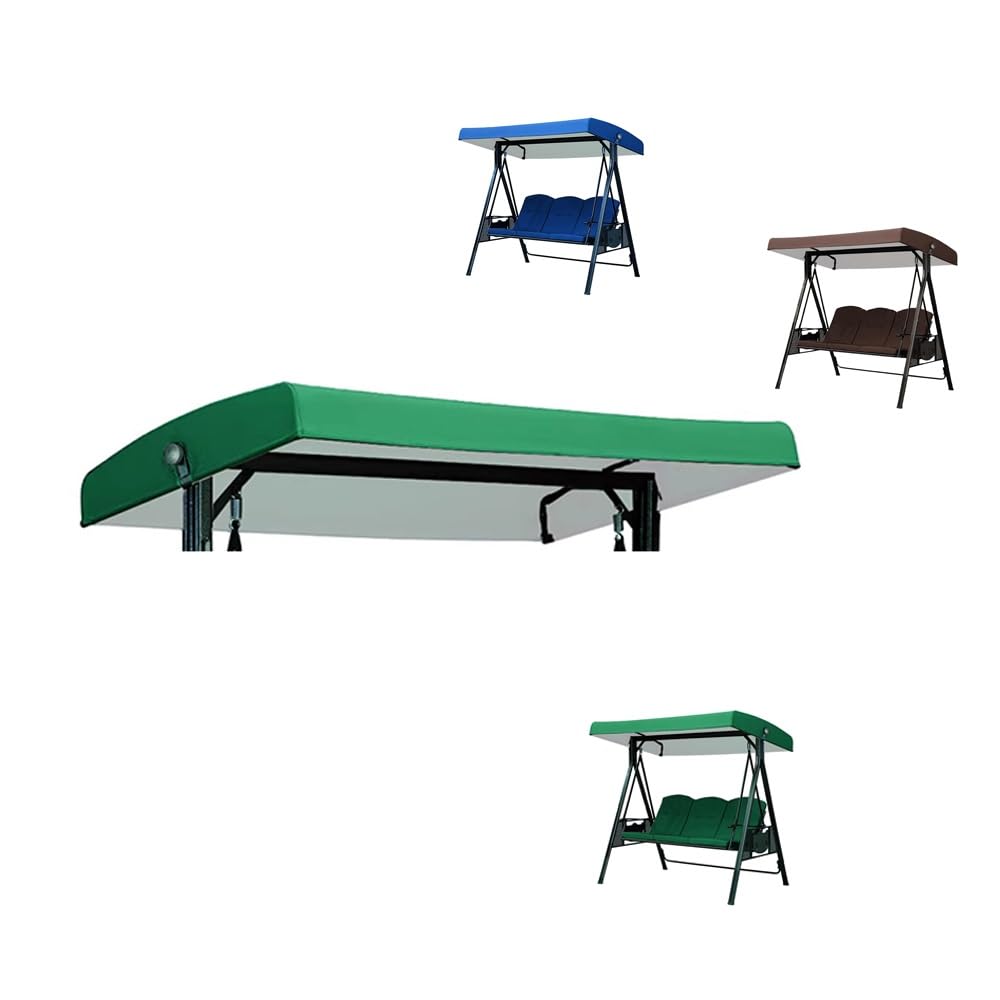 BEWEGNLNHK Patio Swing Replacement Canopy Top Cover 2 3 Seater Swing Canopy Replacement Waterproof Sun Shade Porch Swing Canopy Replacement Top Cover(Dark Green)