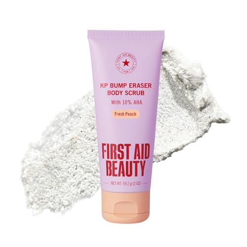 Image of First Aid Beauty KP Bump Eraser Body Scrub with 10% AHA - Dermatologist-Tested Keratosis Pilaris Exfoliator - Support for Rough Bumps, Uneven Skin Texture & Strawberry Skin - Sensitive Skin