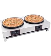 Electric Crepe Maker with 2 Pans for Crepes Roti Tortillas Blintzes Pancakes Waffles Eggs Bacon 3...