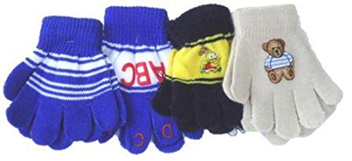 Four Pairs Stretch Magic Gloves for Infants and Toddlers Ages 1-4 Years