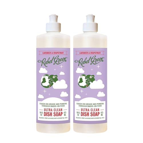 Image of Rebel Green Super Deluxe Dish Soap - Plant-Based Sustainable Dishwashing Soap - Lavender & Grapefruit Scent - 16 fl oz - 2 Pack