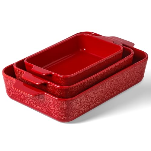 Ceramic Baking Dish Set of 3, Casserole Dishes for...