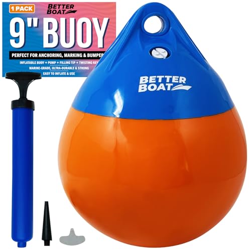 Boat Buoy Float, 9' Round, Small Mooring Buoy Ball, Anchor Ball, Dock Bumper for Lake or Ocean...