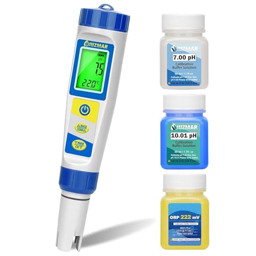 UIUZMAR Testeur de pH, de Sel et de Chlore pour Piscines, Numérique 7 en 1 pour L'eau des Piscines, Testeur Multifonctionnel de pH, EC, ORP et TDS pour Piscines au Sel,...