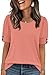 Summer Tops for Women Beach Vacation Clothes Spring Fashion Clothing Plus Size Short Sleeve Shirts Blouses Dressy Casual Coral 2XL