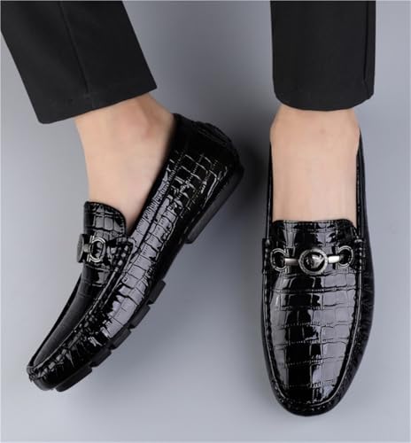 Mens Faux Crocodile Leather Loafers Slip On Wedding Shoes Comfortable Anti Slip Round Toe Embossed Dress Casual Formal2