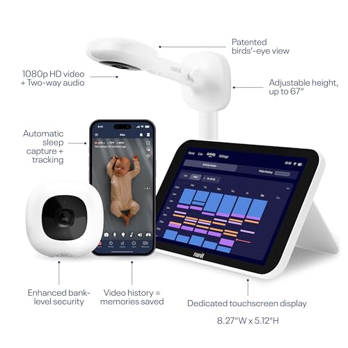 Image of Nanit Smart Baby Monitor System with Wall Mount & 8 inch Display Screen - Crystal-Clear Video, Real-Time Notifications, Sleep Insights - Baby Must Have for Parents