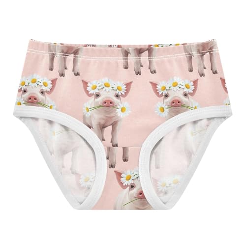 Joisal Cartoon Toddler Underwear Floral 2t Cotton Panties Little Girl Cute Piglets Daisy Flowers Pink Kids Briefs Undies