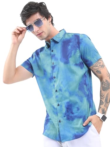 Image of Ketch Men Cotton Slim Fit Printed Half Sleeve Shirt