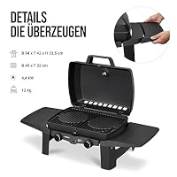 Enders Gasgrill Urban II, Tischgrill, Grillen-, Kochen- und Backen Funktion, 2 Brenner Edelstahl, mit Grill-Thermometer, Balkon-, Camping-Grill, Aluguss-Gehäuse, Gusseisen-Rost #2070 – Ansicht 4