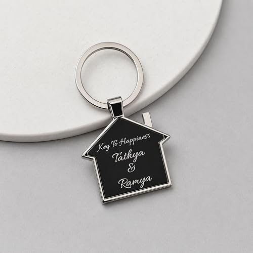 Image of Personalized Double-Sided Metal Keychain, Premium Silver Finish, Custom Name Engraving, Elegant Gift Key Ring for Men, Women