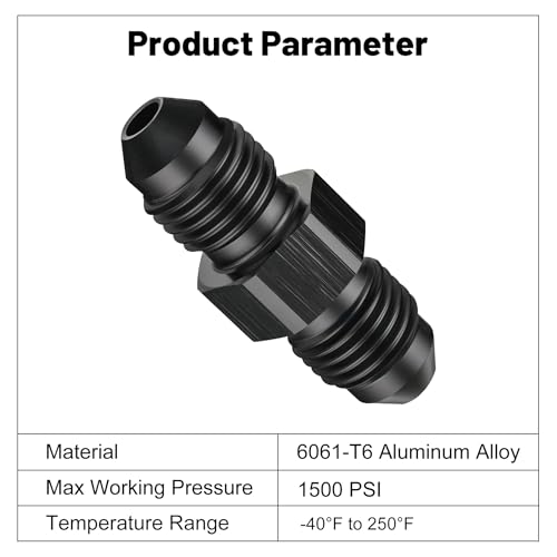 Image of EVIL ENERGY 3AN Male to Male Flare Coupler Union Straight Fuel Hose Adapter Fitting Black 2PCS