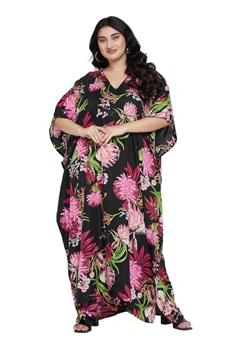 Image of Oussum Women Polyester Casual Long Plus Size Beach Caftan Cover Up Maxi Dress 1X-3X Summer Kaftan Dresses for Women
