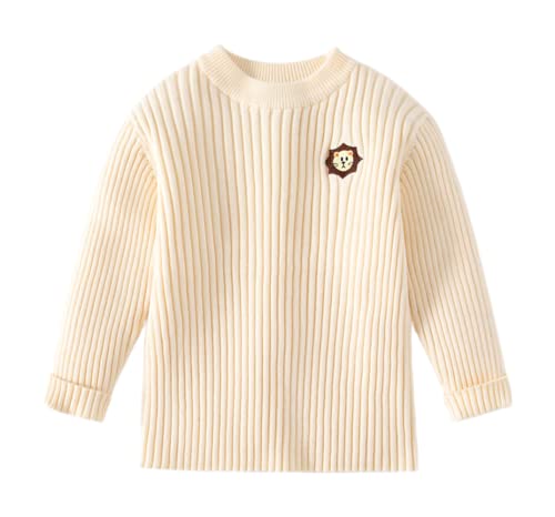 Toddler Boys Girls Striped Cute Cartoon Pullover Sweater Fleece Long Sleeve Chunky Warm Cable Knit Jumper Top