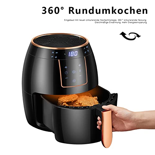 Iceagle Friteuse sans Huile 5,5 l Air Fryer XXL - Friteuse air Chaud Airfryer 1300W | Friteuse à Air Chaud avec 8 Programmes, écran tactile LED numérique, Timer, noir