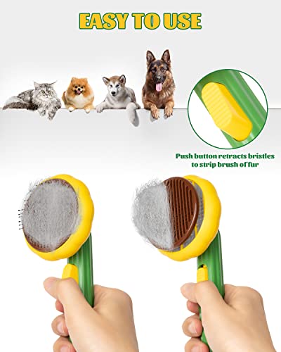 Image of Cat Slicker Brush, Self Cleaning Brush for Short or Long Haired Cats and Dogs, Pet Shedding and Grooming Tool for Remove Loose Hair, Fur, Undercoat, Mats, Tangled Hair, knots