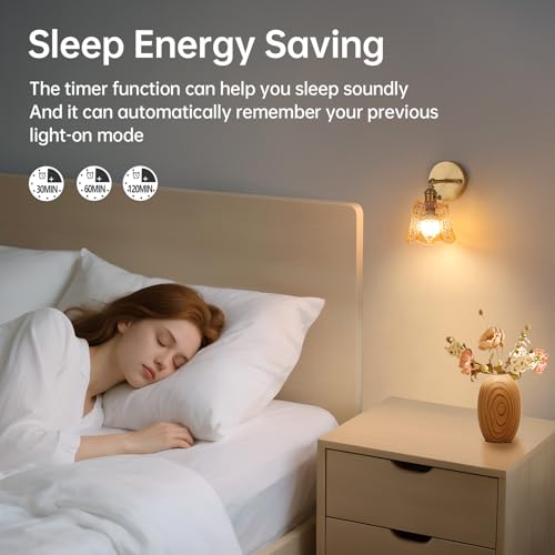 Image of Shenmoyl Vintage Battery Operated Wall Sconces Set of Two, Wireless Battery Powered Rose Wall Sconce with Remote Control, RGB Dimmable LED Wall Light for Bedside Bedroom Living Room (Amber)